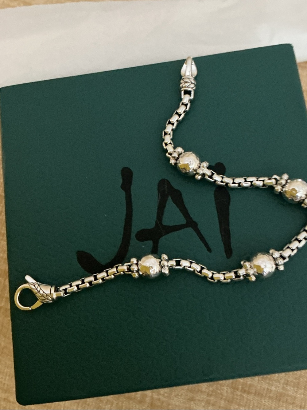 JAI JEWELRY STERLING SILVER BEAD BRACELET